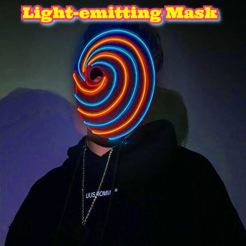 LED Mask Halloween Glow The Dark Cosplay Anime Party Face  F