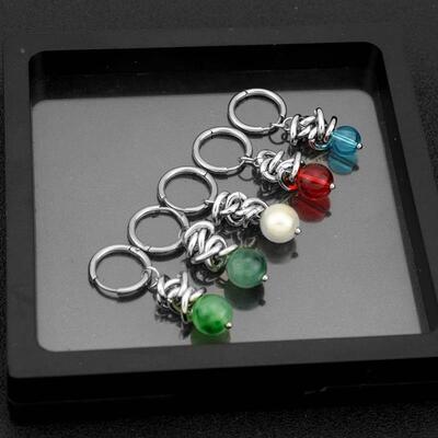 Colorful round bead earrings for couples punk and dark style