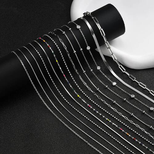Snake Beads Rope Chain Necklace For Women, Stainless Steel S