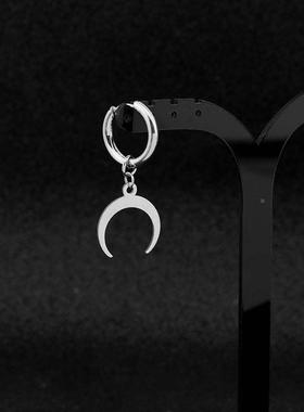 Moon earrings stainless steel Harajuku ins jewelry does