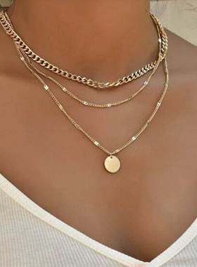 Vintage Necklace on Neck Chain Women's Jewelry Layered Acces
