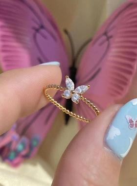 2023 rend Women Rings Crystal Butterfly Finger-Ring Charm Si