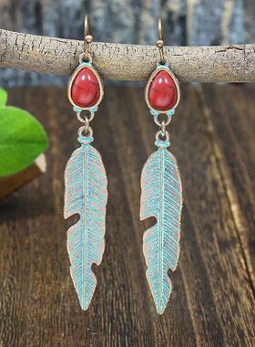 Fashion simple lierary rero earrings earrings long leaf pend