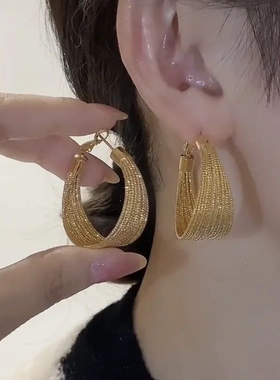 Golde Color Exaggeraed Meal Geomeric Big Earrings for Women