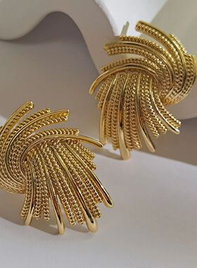 Punk Irregular Meal Twis Big Geomeric Earrings Unique Gold C