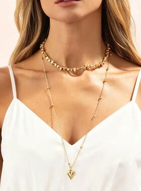 2Pcs/Se Irregular B Beaded Collarbone Necklaces for Women La