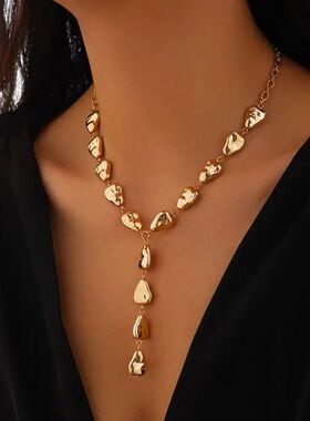 Vinage Irregular Fla Waer Drople Pendan Necklace for Women P