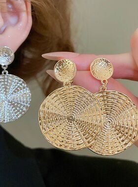 Exaggeraed Round Drop Earrings for Women Luxury Exquisie Geo