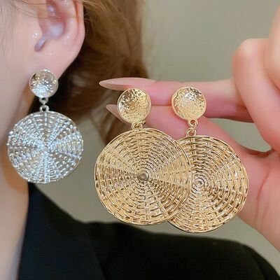 Exaggeraed Round Drop Earrings for Women Luxury Exquisie Geo