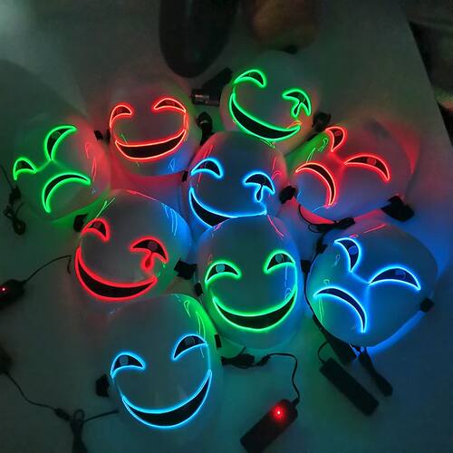 Anime  LED Glowing  Face Expression Mask Masque Masquerade L