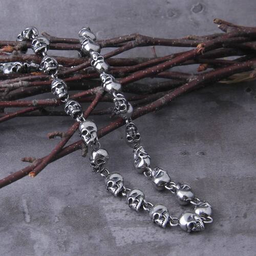 Stainless steel new design men punk skull chain necklace men