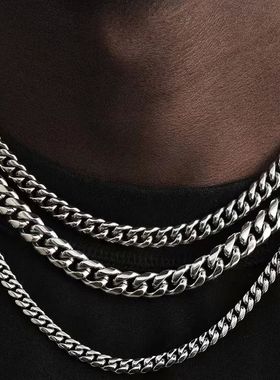 Basic Punk Stainless Steel 3,5,7mm Curb Cuban Necklaces For