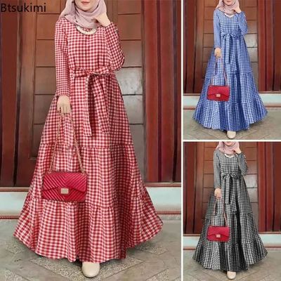 New  Maxi Dress for Women Dubai s  Elegan Long Sleeve Plaid