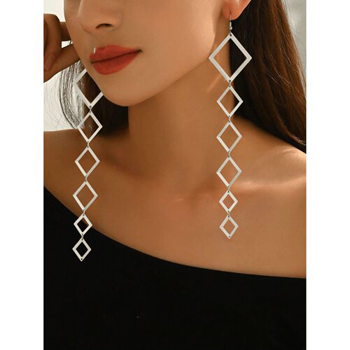 Geometric Diamond Drop Earrings For Women Fashion Statement