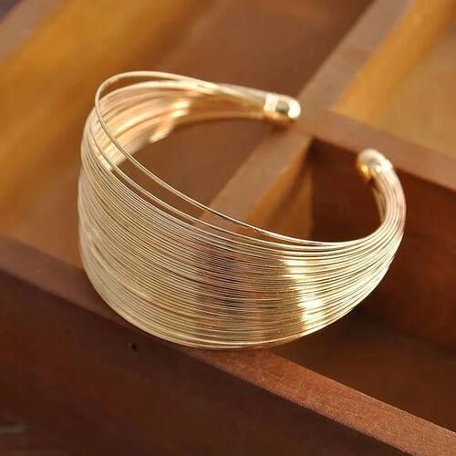 Exaggeraed Gold Color Muli-Layer Open Cuff Bangles for Women