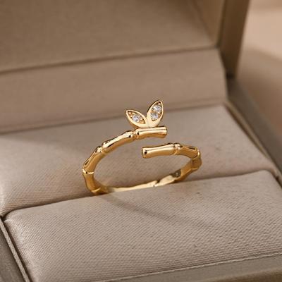 New Butterfly Bamboo Rings For Women Sweet Romantic Adjustab