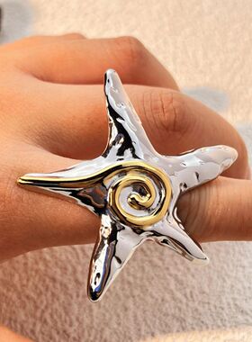 Stainless Steel Five Pointed Star Ring Light Vortex Luxury H