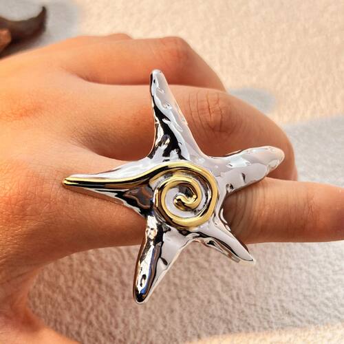 Stainless Steel Five Pointed Star Ring Light Vortex Luxury H