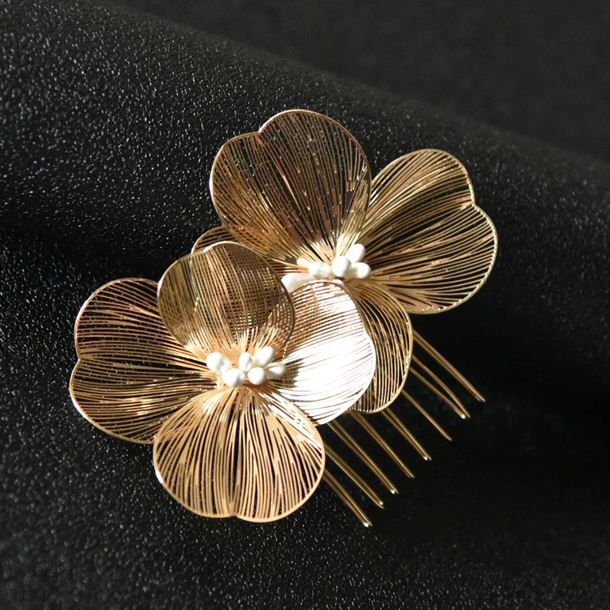 Bride Wedding Hair Combs Gold/Silver Color Alloy Flower Hair