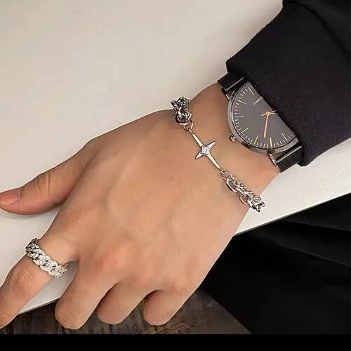 Y2K Vintage Star Bracelet Punk Multilayer Chain Bracelets fo