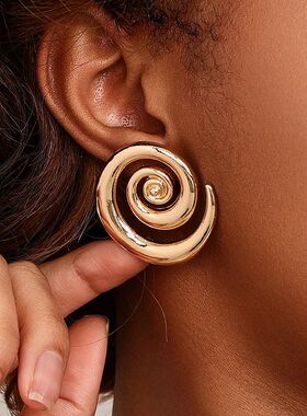 Vinage Meal Smooh Irregular Spiral Vorex Sud Earrings for Wo