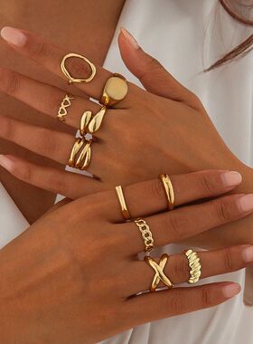 Ingemark 10Pcs/Set Vintage Smooth Water Drop Open Rings for