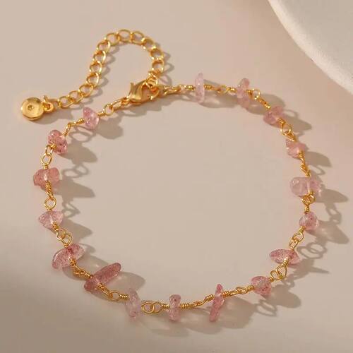 Luxury Geomeric Irregular Shape Pink Crysal Sone Bracele for