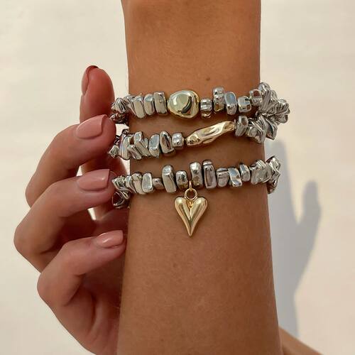 3Pcs/Set Vintage Irregularity Unique Design Bead Heart-Shape