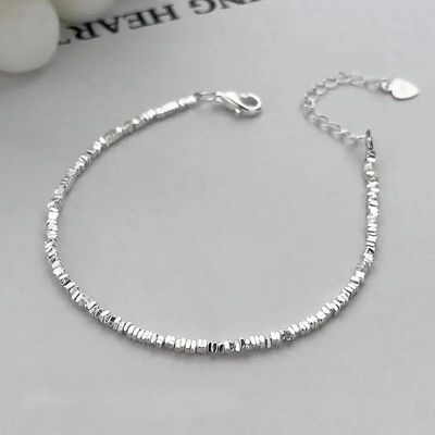 Silver Color Irregular Geomeric Small Square Beaded Bracele