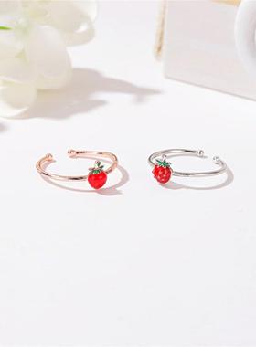 Hot Selling Fresh Freshness Girl Strawberry Open Ring Sweet