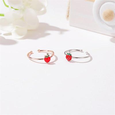 Hot Selling Fresh Freshness Girl Strawberry Open Ring Sweet
