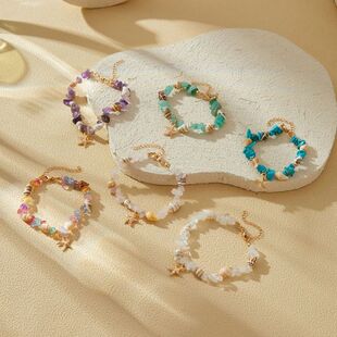 Seashell Beaded Colorful Sone Bracele wih Sarfish Pendan She