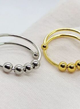 Anxiety Balls Beads Rings For Women Open Spinner Adjustable