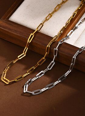 5mm Paper Clip Chain Necklace for Men Women, Stainless Steel