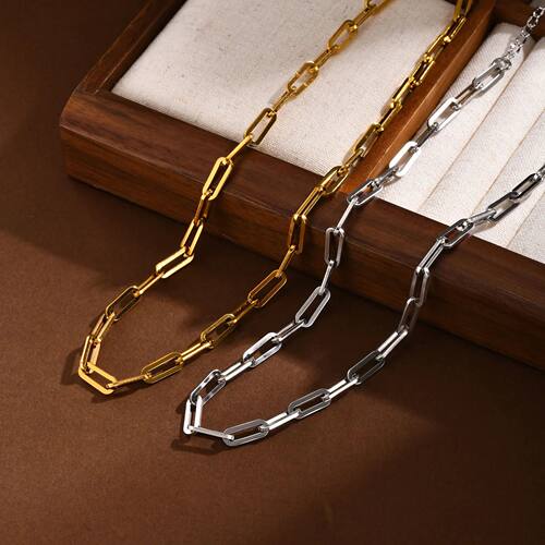 5mm Paper Clip Chain Necklace for Men Women, Stainless Steel
