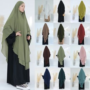 2 Layers Chiffon Overhead Hijabs ic Long Khimar Prayer Women