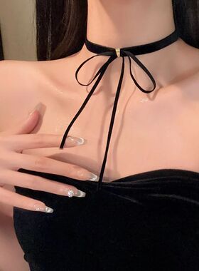 Elegan Bowkno Pendan Choker Necklace Weave Knoed Bows Collar