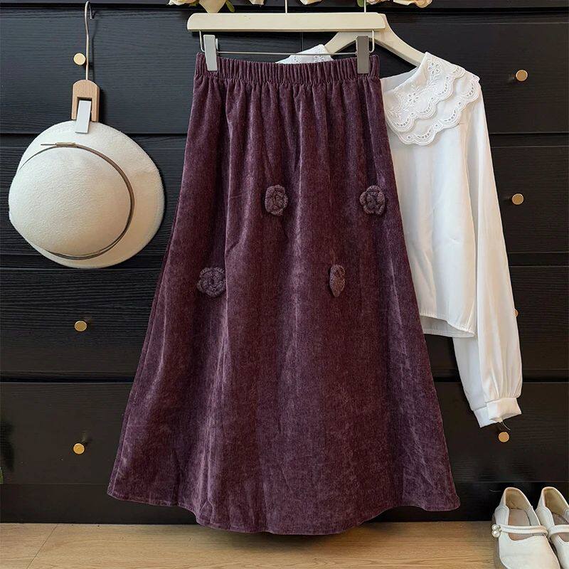 Korean-style High-grade Half Skirt Floral Decorative Leisure