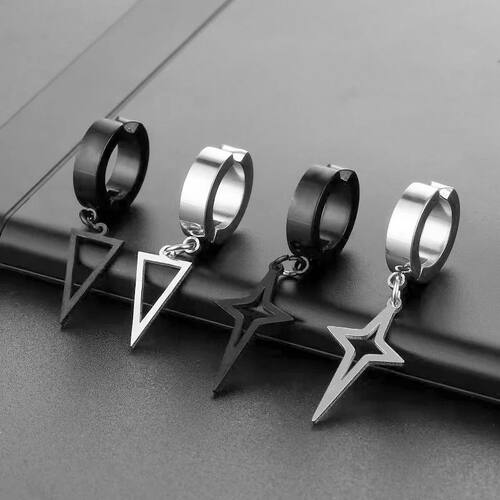 1Pair New Clip On Hoop Earrings For Men Women Stainless Stee
