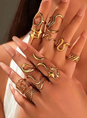 18K Sainless Seel Rings for Women Vinage Gold Color Never Fa
