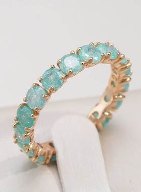 Kinel New Emerald Round Cut Zircon Ring for Women Luxury 585