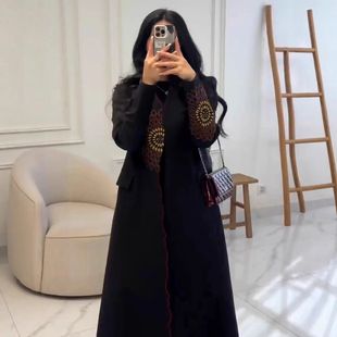 nch Coat Women Long Robe Embroidery Morocco Dubai Overcoat