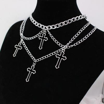 Goth Setwear Necklaces Grunge Cross Pendants Women Men Neck