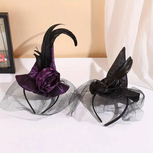 Casual Folds Halloween Witch Hat Satins Cosplay Photo Props