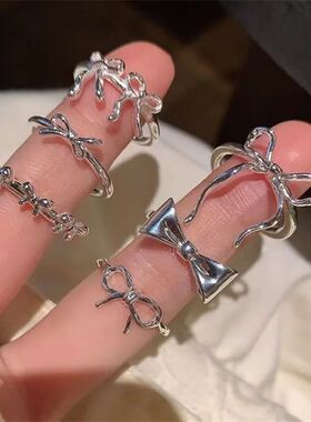 1/2/5Pcs Fashion Bow Ribbon Rings For Women Girls Sweet Cute