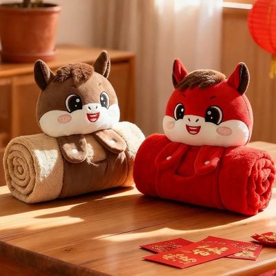 Soft Warm Horse Mascot Plush Blanket Fluffy Throw Cartoon Ne