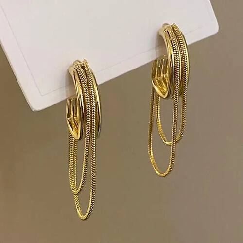 Temperament Metal Tassel Geometric Earrings New Design Jewel