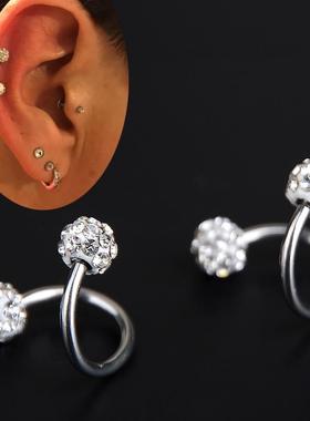 1pc Crystal Double Balls Twisted Helix Cartilage Earring Pie