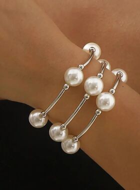 3Pcs/Se Exquisie Imiaion Pearl Beaded Braceles for Women Lad