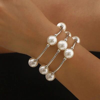 3Pcs/Se Exquisie Imiaion Pearl Beaded Braceles for Women Lad